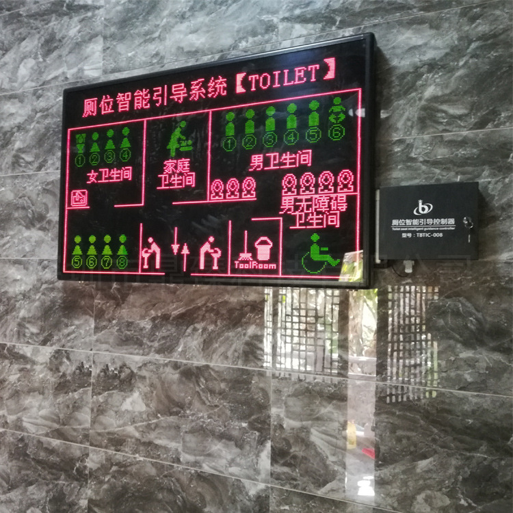 智慧公廁系統(tǒng)--洗手間有人無(wú)人廁位蹲位狀態(tài)采集匯總LED顯示屏