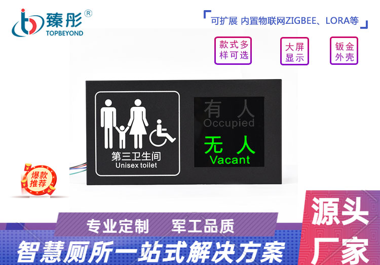 智能廁所有人無(wú)人指示屏LED背光第三衛(wèi)生間廁位狀態(tài)屏豎屏顯示